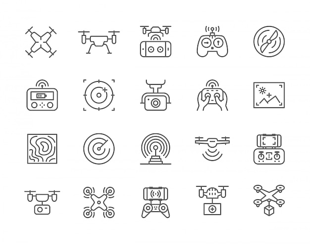 Set of Drone Line Icons.  