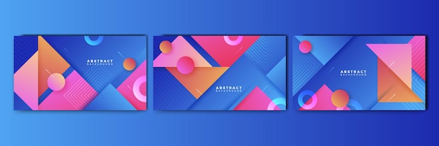 Set of dynamic abstract gradient blue colorful for design background