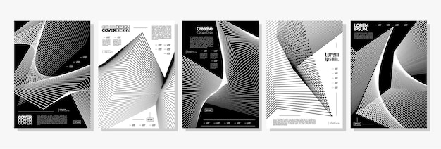 Vector set of dynamic sharp line abstract cover design