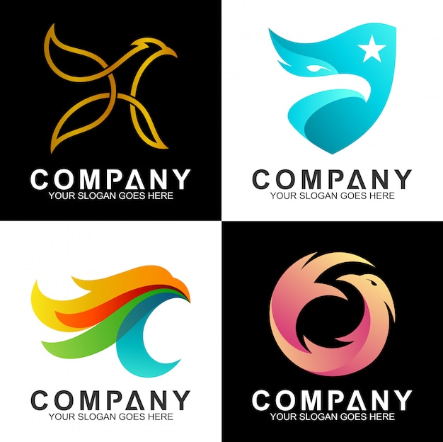 set of eagle logo design