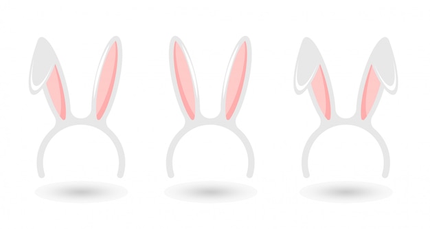 Vector set of easter bunny ears mask isolated on white . happy easter banner.