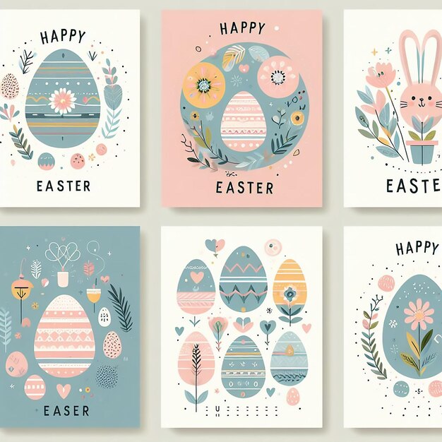 Vector set of easter cards happy easter easter eggs vector