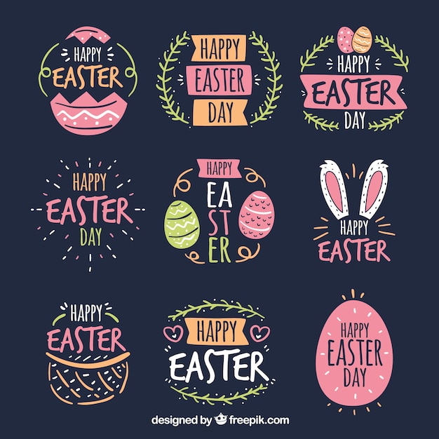 Set of easter day badges 