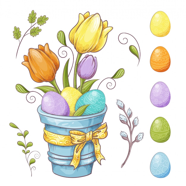 Set of Easter design elements. 