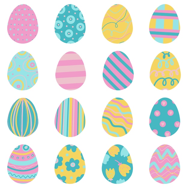 Set of easter eggs illustration. Easter eggs for Easter holidays, concept design.