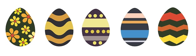 The set of Easter eggs is decorative. Vector illustration in flat style