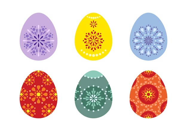 Set of Easter eggs painted with traditional patterns.