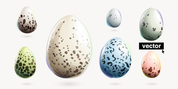 Set of Easter eggs with dots natural pattern Vector illustrations in a watercolor style