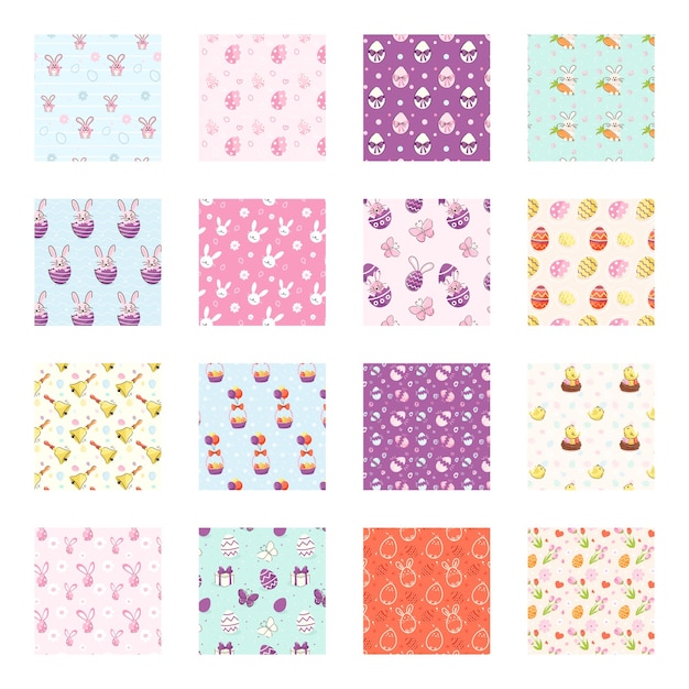 Set of Easter Flat Pattern Vector 
