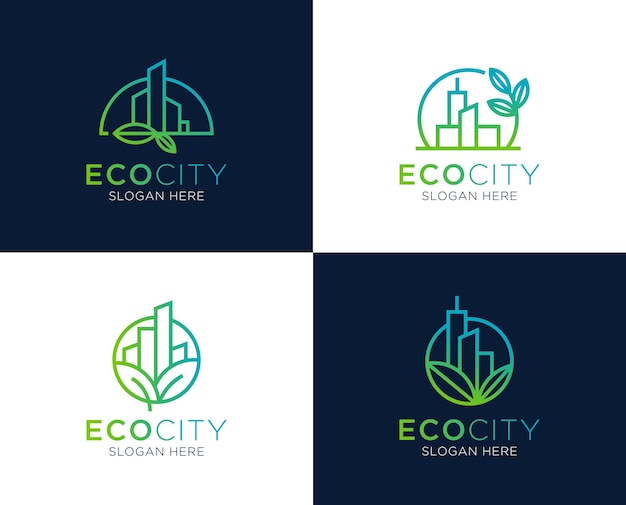 Set of Eco City and Green City logo design