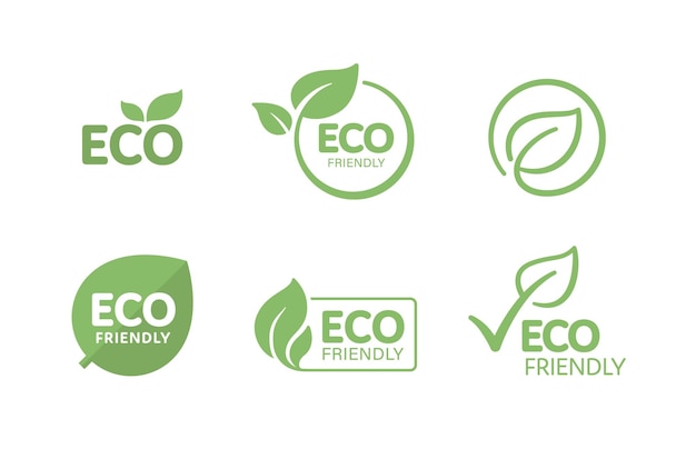 Set of Eco friendly text labels for eco, natural, organic product packaging design.