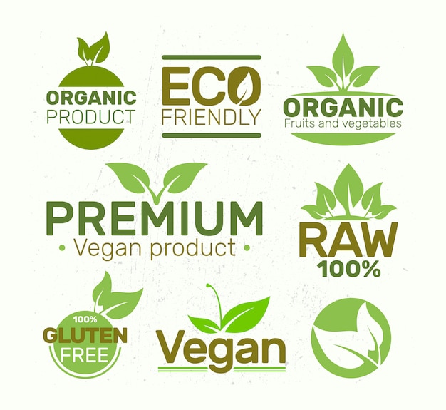 Set of eco labels , organic, fresh, healthy.