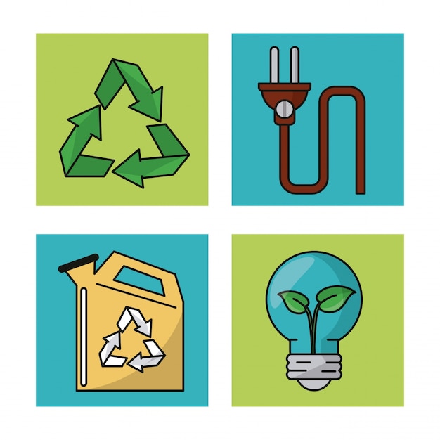 Set ecology environment recycle conservation nature icons 