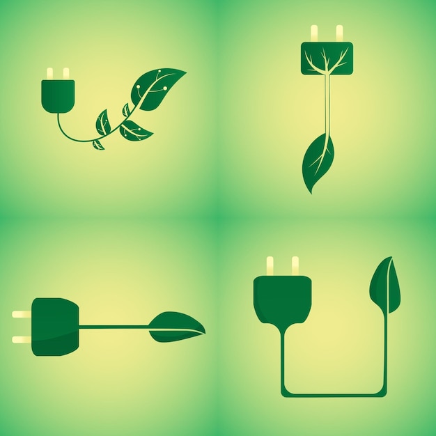 Set of Ecology green energy icon design vector illustration