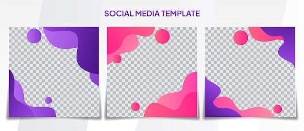 Set of Editable minimal square banner template. Purple and pink background color and suitable for social media post and web internet ads. Vector illustration with photo college