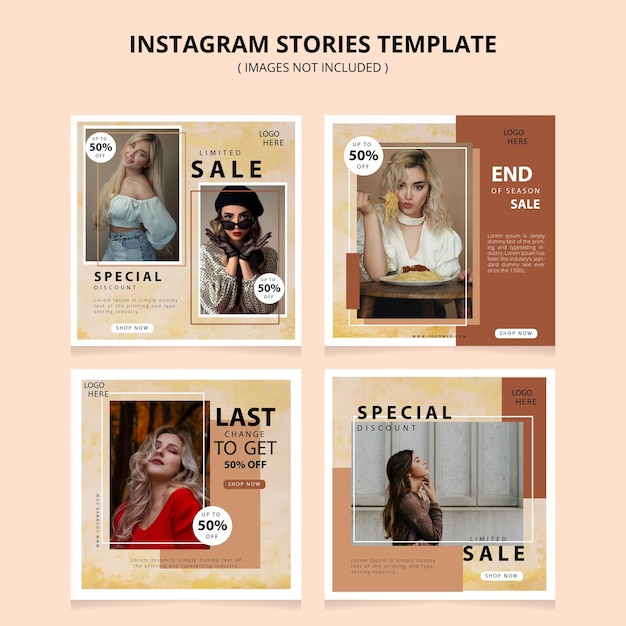 Set of Editable minimal square Fashion banner template Suitable for social media post and web ads