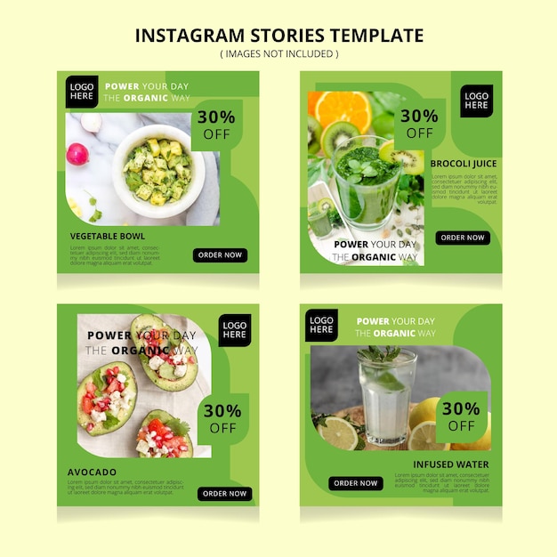 Set of Editable square banner template design for food post