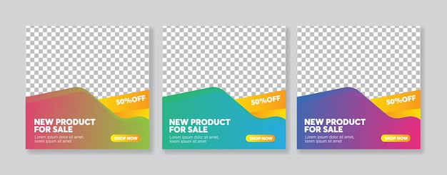 Set of Editable square banner template for social media post and web internet ads