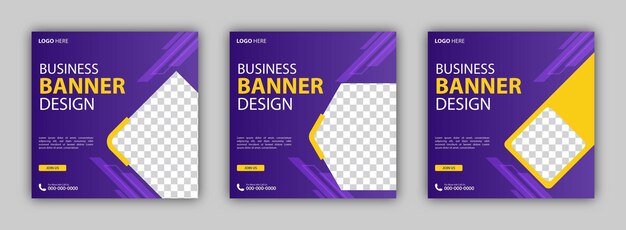 Set of Editable square business web banner design template background Suitable for social media