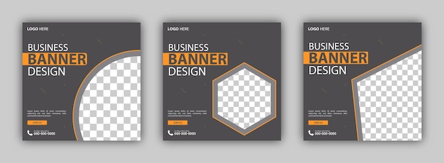 Set of Editable square business web banner design template background Suitable for social media