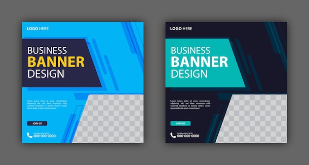 Set of Editable square business web banner design template background Suitable for social media