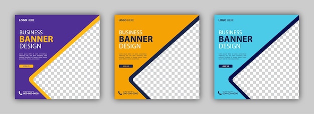 Set of Editable square business web banner design template background Suitable for social media