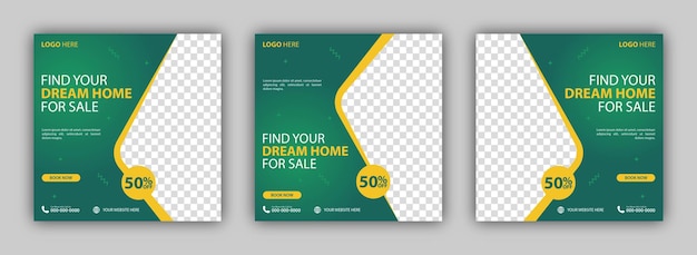 Set of Editable square business web banner design template background Suitable for social media