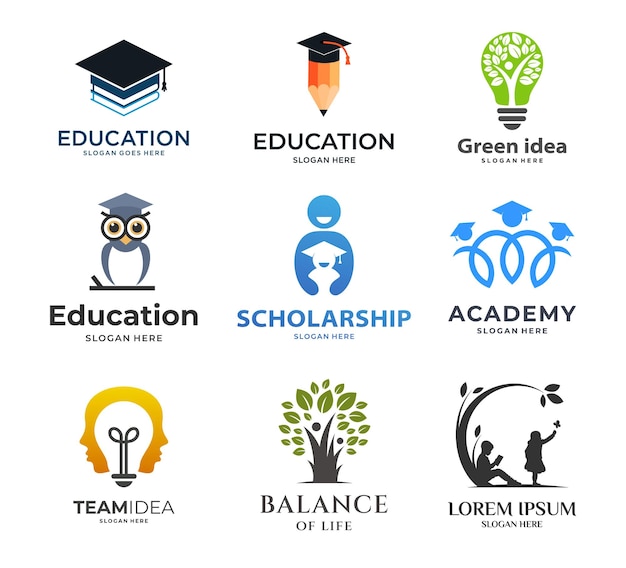 Set of education logo concept perfect template for education category company