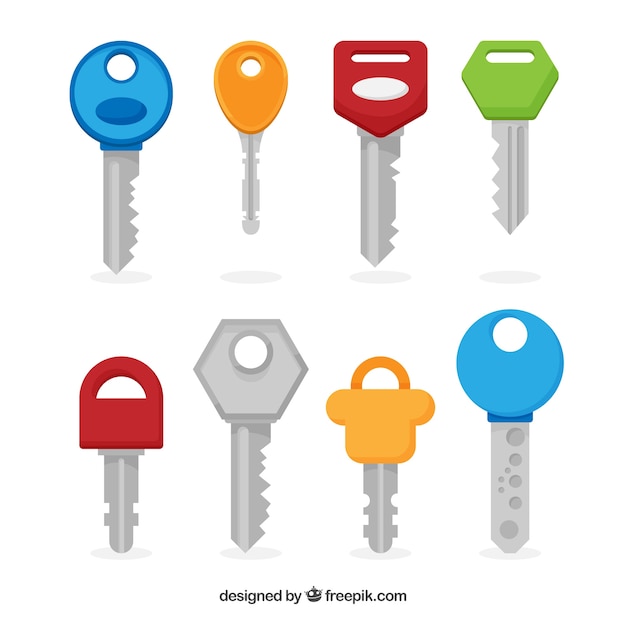 Set of eight colorful keys