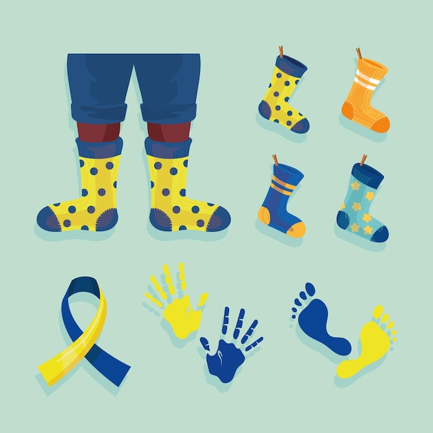 set of eight down syndrome icons