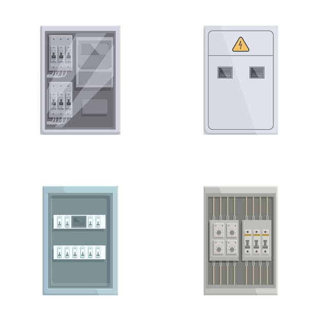 Vector set of electrical panels and switches