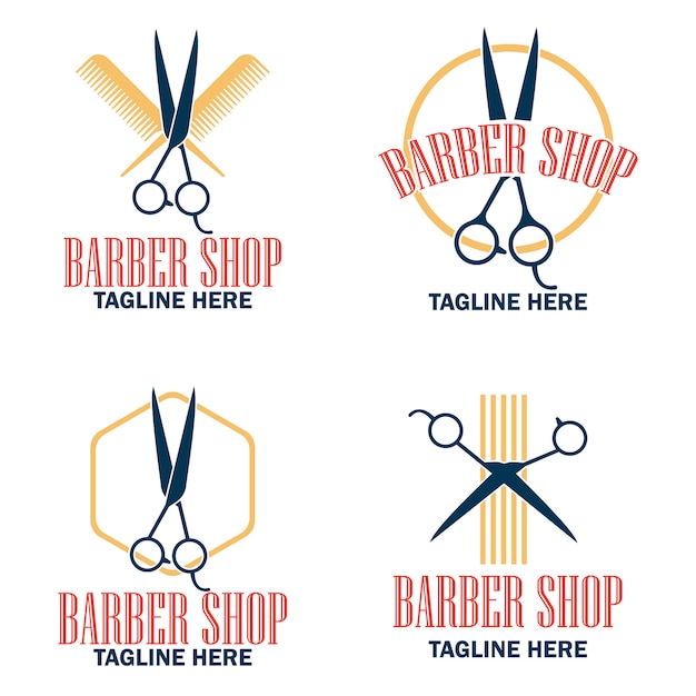 set of elegant barber logo