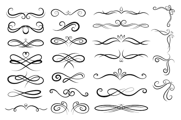 Vector set of elegant elements in flat cartoon design a collection of elegant decorative flourishes