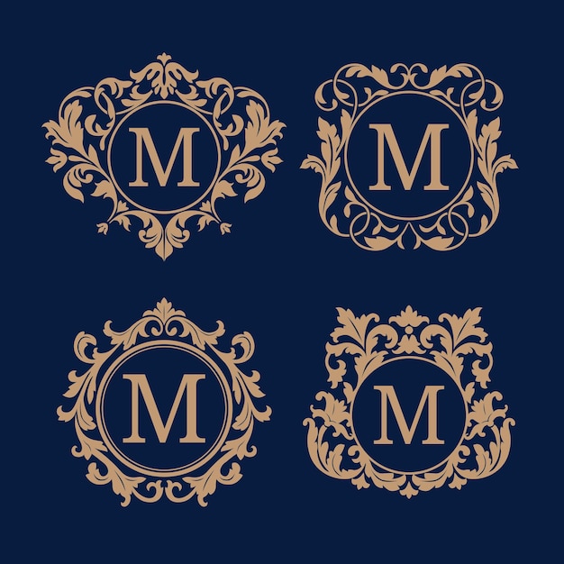 Set of elegant floral monograms