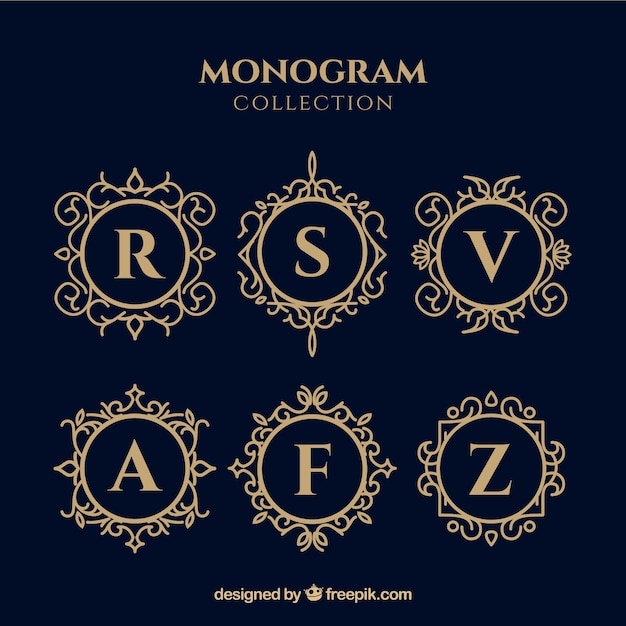 Vector set of elegant gold monograms