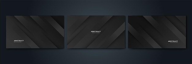 Vector set of elegant gradient abstract dark grey design background