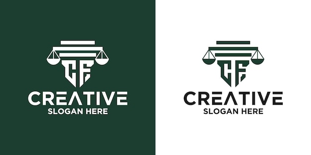 Set of Elegant Initial pillar Law firm attorney logo design Template premium