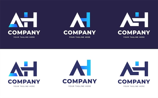 Set Of Elegant Letter A and H Logo Design Template Collection