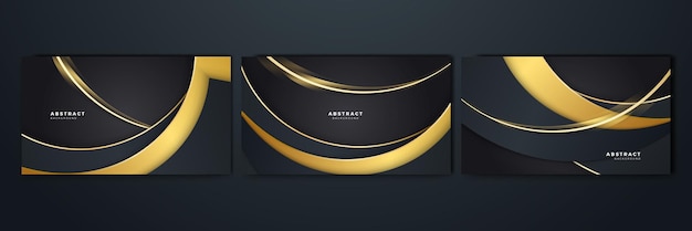 Set of elegant luxury black and gold abstract design background