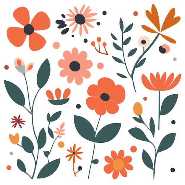 Vector set of elements collection flower vector illustration flat 2