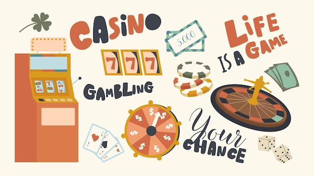 Set of elements of Gambling Games Theme