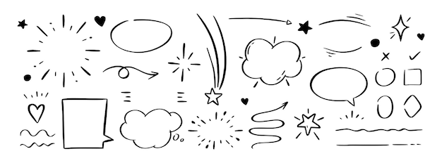 A set of elements of highlighting arrows underscores speech bubble brush strokes flash Vector