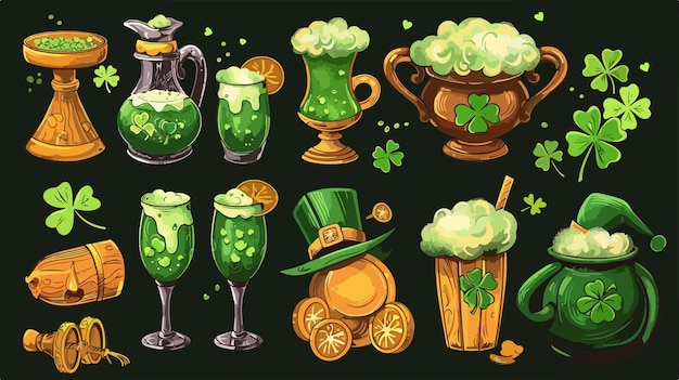 Vector set of elements for st patricks day