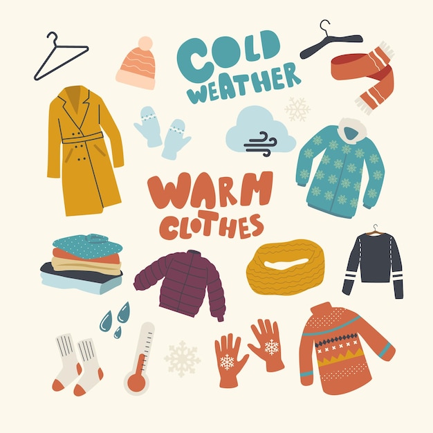 Set of elements of Warm Clothing Theme