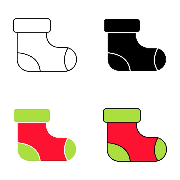 Set of Elf shoes in flat style isolated