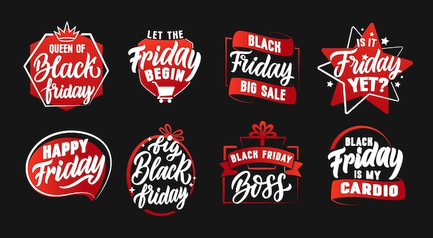 The set of emblems for Black Friday The lettering slogans