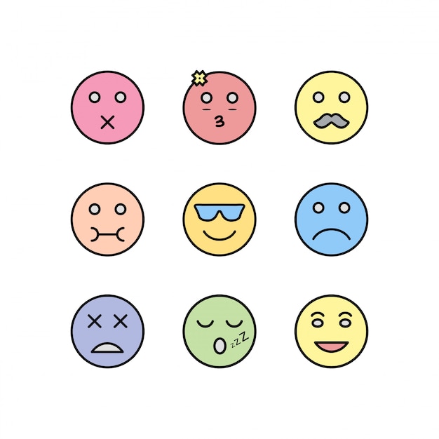 Set Of emoji icons isolated on white background