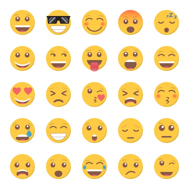 Set of emoticon smile icon in a flat design