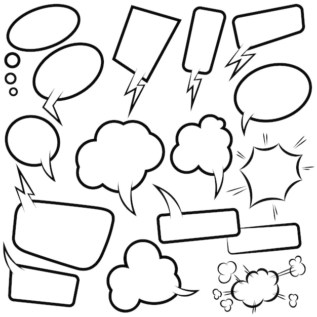 Set of empty comic speech bubbles. Design element for poster, card, banner, flyer.