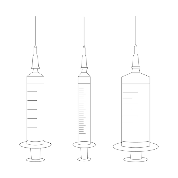 Set of empty medical syringes with a needle injection and vaccination